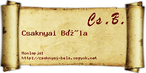 Csaknyai Béla névjegykártya